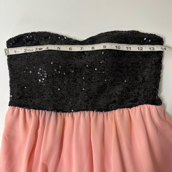 PROFILE Black Light Pink Sequin High Low Strapless Dress Small - Picture 4 of 6